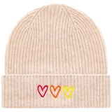 Zwillingsherz Kaschmir-Beanie in Beige