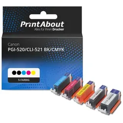 Druckerpatrone kompatibel mit Canon PGI-520/CLI-521 BK/CMYK - 5-farbig - Multipack