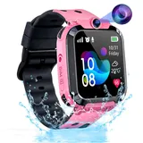 Smartwatch Kinder, 4G Kinder Smartwatch mit GPS und Telefon, Wasserdicht GPS Uhr Kinder mit IP68 SOS Anruffunktion Handy Touchscreen Spiel Voice Chat Wecker Schulmodus Jungen Mädchen Student Geschenk