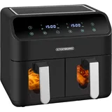 Heißluftfritteuse | 2 Kammern | Heissluftfritteuse | 4 in 1 Mini Backofen | Fritteuse | Dörrautomat | Grillen Backen Dörren Frittieren | Friteuse ohne Öl | Air Fryer | Heißluftofen | Heißluftgrill