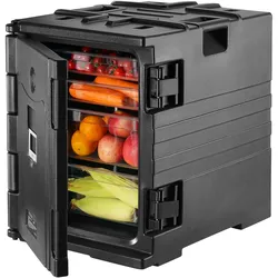 VEVOR Isolierter Lebensmittelbehälter-Träger, Frontlader, Catering-Box, stapelbar, 77,6 L, Schwarz