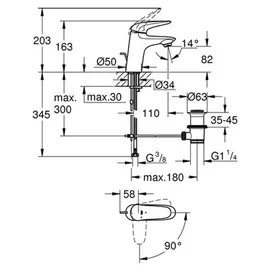 Grohe Eurostyle S-Size Einhandmischer DN 15 23709003
