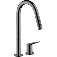 Hansgrohe Axor Citterio M 2-Loch Spültischmischer 220 mit Ausziehbrause Polished black chrome 34822330