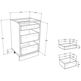 VCM Unterschrank Esilo 50 x 46 x 82 cm Beige