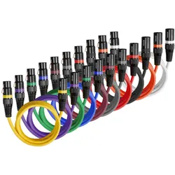 VEVOR XLR-Kabel 2 m, 10er-Pack, symmetrische DMX-Mikrofonkabel (Stecker auf Buchse), vergoldetes 3-poliges XLR-Mikrofon-Lautsprecherkabel, für Bühnenbeleuchtung, Mikrofone, Verstärker, Mischpulte