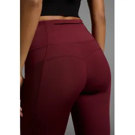 fayn sports Funktionshose "Push-up Lauf-Tights", Damen, Gr. 44, N-Gr, bordeaux, Interlock, Obermaterial: 77% Polyester, 23% Elasthan, unifarben, schmal 7/8-Länge, Hosen Funktionshose, mit Taschen