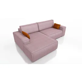 mebloland Ecksofa TOR mit Schlaffunktion. Farbe: Lavender. - Rosa