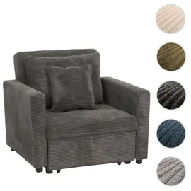 Mendler Schlafsessel HWC-L90 Cord 100 x 86 x 200 cm Dunkelgrau mit Kissen