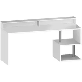 Dmora Schreibtisch Dcheddir, linearer Schreibtisch mit Ablagefächern, Mehrzweck-Büroschreibtisch mit Platte, 180x60h93 cm, Weiß