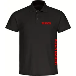 multifanshop Poloshirt - Wiesbaden - Brust & Seite - Druck rot - Polo