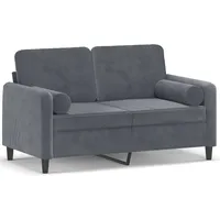 vidaXL 2-Sitzer-Sofa mit Zierkissen Dunkelgrau 120 cm Samt