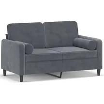 vidaXL 2-Sitzer-Sofa mit Zierkissen Dunkelgrau 120 cm Samt