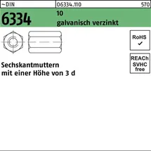 F. REYHER Nchfg. GmbH & Co. KG Sechskantmutter DIN 6334 M10 SW 17 10 galvanisch verzinkt 50 Stück