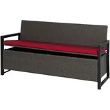 Mendler HWC-F39 3er Sitzbank 150 x 60 x 45 cm Grau/Rot