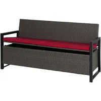 Mendler HWC-F39 3er Sitzbank 150 x 60 x 45 cm Grau/Rot