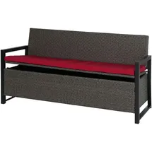 Mendler HWC-F39 3er Sitzbank 150 x 60 x 45 cm Grau/Rot