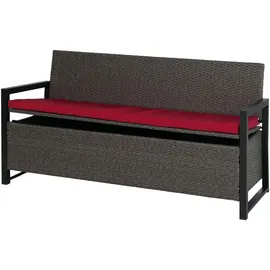 Mendler HWC-F39 3er Sitzbank 150 x 60 x 45 cm Grau/Rot