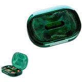 Medikamenten Tabletten Box, Grün Pillendose Klein Tablettenbox, Fächer Pillenetui, Medikamentendosierer Pillenbox, Kunststoff Medikamentenbox, für Reise & täglichen Gebrauch (6 Zellen)