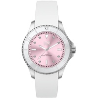 Ice-Watch - ICE steel White pastel pink - Silbergraue Damenuhr mit Silikonarmband - 020366 (Small)