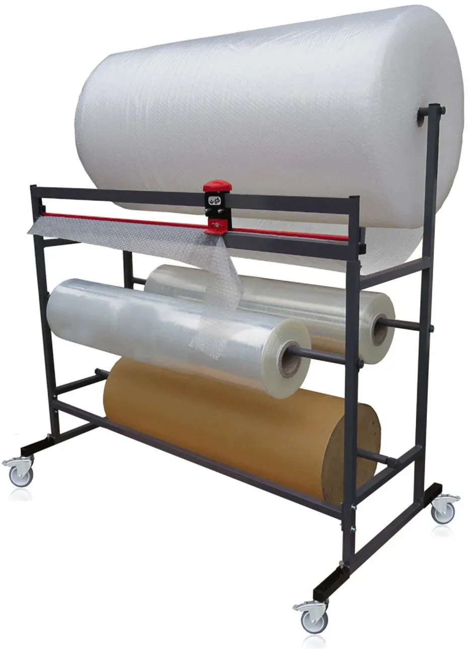 Vierfach Schneidständer für 4 Rollen, 1 Schneidvorrichtung, fahrbar, 150cm