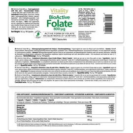 vitality nutritonals BioActive Folate Folsäure Kapseln 90 St.