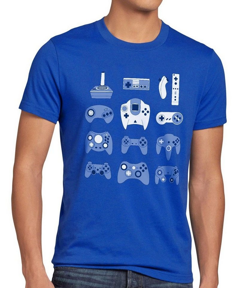 style3 Print-Shirt Herren T-Shirt Gamer super nintendo kart nes snes zelda mario sega sonic wii switch ps4 blau XL