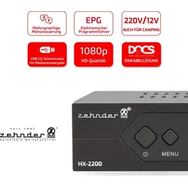 Zehnder HX 2200 Sat Receiver mit Aufnahmefunktion, HD fähig, Full HD, Digital Sat-Receiver
