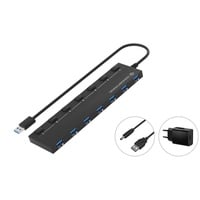 Conceptronic USB-Hub 7-Port 3.0 ->7x3.0 m.Netzteil sw