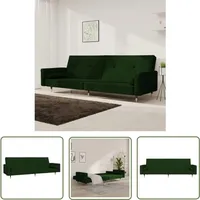 Schlafsofa 2-Sitzer mit 2 Kissen Dunkelgrün Samt - Samtsofa - Schlafsofa - Gästebett - Wohnzimmersofa - Couch - The Living Store