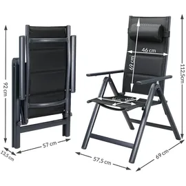 CASARIA Gartenstuhl Bern Premium 69 x 110 x 112,5 cm grau 2 St.