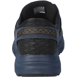 SKECHERS Oak Canyon Consistent Winne Herren-Sneaker, freihändig, Marineblaues Leder, Textil, orangefarbener Besatz, 43 EU