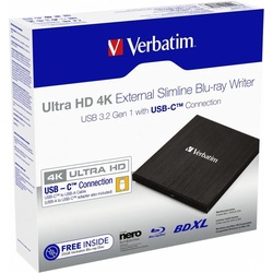 Verbatim Brenner extern BDXL UHD 4K Typ C USB 3.2 schwarz Blu-ray-Brenner