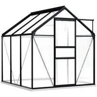 vidaXL Gewächshaus mit Fundamentrahmen Garten Treibhaus Pflanzenhaus Frühbeet Gartenhaus Tomatenhaus Anthrazit Aluminium Polycarbonat 3,61 m3