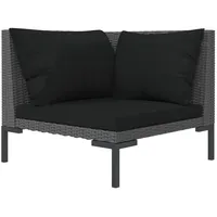 vidaXL Polyrattan Gartensofa inkl. Kissen grau