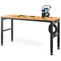 Vevor Höhenverstellbare Werkbank 122 x 61 x 72 - 97 cm Spanntisch, 900 kg Gewichtskapazität Arbeitstisch, Braun Klappbare Werkzeugbank aus Kaltgewalzter Stahl, Multifunktionswerktisch für Werkstatt