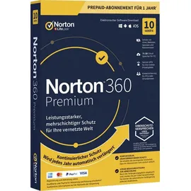 NortonLifeLock Norton 360 Premium 75 GB Cloud-Backup 10 Geräte 1 Jahr ESD DE Win Mac Android iOS