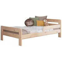 TICAA Einzelbett Kinderbett Jugendbett, Bennet mit Rausfallschutz & Lattenrost für Schlafzimmer, Kinderzimmer Kiefer Massivholz Bettgestell 90 x 200 cm