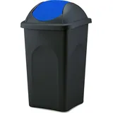 BigDean Mülleimer 60 Liter Blau schwarz Abfalleimer Schwingdeckeleimer : 60 L : Blau Schwarz