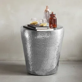 KADIMA DESIGN Hammerschlag-Dekotisch Ø 41 x 41 cm Silber