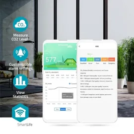 Nedis SmartLife Luftqualitätsmonitor mit Display, Luftgütesensor (WIFISA20CBK)