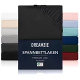 Dreamzie Spannbetttlaken 180x200 cm - Hoher Steg bis 33 cm - 100% Mikrofaser - Schwarz - Schadstoffgeprüft (Oeko TEX), Bettlaken mit Gummizug