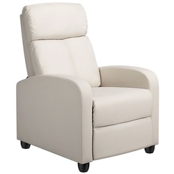 Yaheetech Relaxsessel Ruhesessel Fernsehsessel Cinemasessel Sofa Recliner Einzelsofa TV Hocker Sofa Bein-Ablage Kunstleder Beige