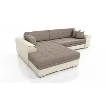 Fun Möbel Couchgarnitur SARRA Beige- Braun mit Schlaffunktion Ottomane Links - Beige