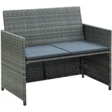 vidaXL 2-Sitzer-Gartensofa mit Polstern Grau Poly Rattan