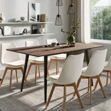 home collective Esstisch ausziehbar, moderner Tisch mit Metallgestell für 4 bis 6 Personen, Holzoptik mit Metallbeinen, 120-160×80x75 cm (LxBxH), Eiche Dunkelbraun