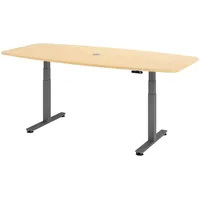 Bümö Konferenztisch, Ahorn, Graphit, Nachbildung,Ahorn, Oval, 220x74x103 cm, FSC