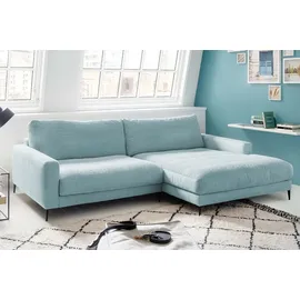 KAWOLA Ecksofa Cara Cord Recamiere links hellblau