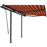 vidaXL Markise Automatisch mit Pfosten 3x2,5 m Orange Braun