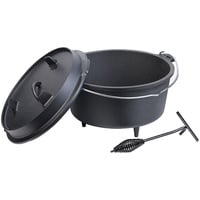 Rosenstein & Söhne Dutch Oven aus Gusseisen mit Standfüßen, 2in1-Deckel & -Pfanne, 9 l