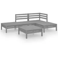 vidaXL 5-tlg Garten-Lounge-Set Massivholz Kiefer Grau